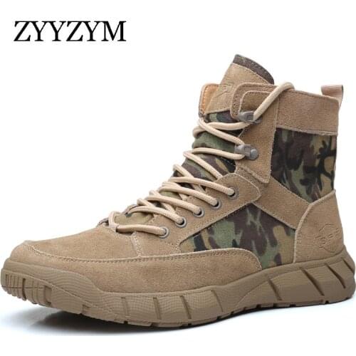 ZYYZYM Men Desert Boots Autumn Winter Brand Military Leather Special Force Tactical Combat Outdoor Work Shoes