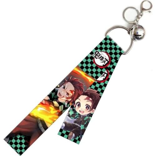 Hot Anime Demon Slayer Keychain Brinco Blade Of Ghost Key Chains Choker Kamado Tanjirou Same Jewelry Fans Gift