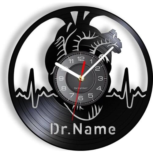 Heart & Electrocardiography Customizd Wall Clock Doctor Nurse Gift Vintage Design Illuminated Wall Watch Decor For Medical Staff