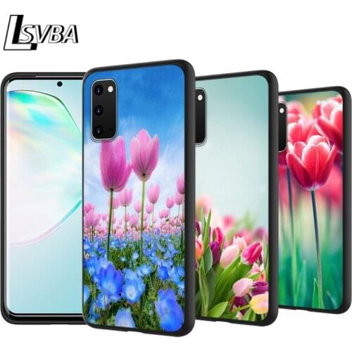 Tulips Flower Spring Field Anti-Fall Back Cover For Samsung Galaxy S20 Ultra Plus A01 A11 A21 A31 A41 A51 A71 A91 Phone Case