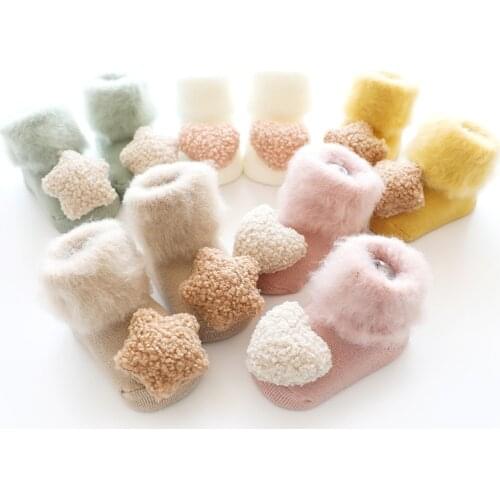 Baby Socks Upset to Keep Warm Winter Sock Boy Girl Cotton Velvet non-slip Baby Socks Newborn Chausette Toddler Sokken