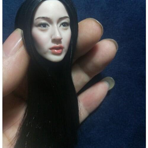 Long Black Hair Asian beauty 1/6 Female Head Sculpt Female girl Head Sculpt for 12" Action Figure Collection Doll Toys Gift