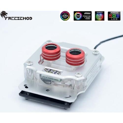 FREEZEMOD PC Water Cooling CPU Block For AM2/AM3/AM4,Digital Display Temperature Sense Motherboard Heatsin Aura SYNC,UPR-2018