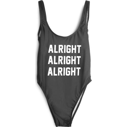 Customize letter print ALRIGHT Monokini playsuit mulheres bodysuit bathing suit high quality one-piece jumpsuit for women