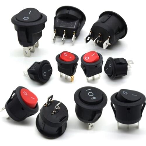 KCD1 Round Shape Rocker Switch,2/3 Position,black ON-OFF,2/3 Pin,Electrical Equipment With Lighting Power,16.5mm 23mm red light