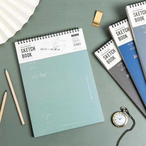 Art Supplies Learning Drawing Sketch Book Turn up coil Students' Drawing Sketch Book A4 Simple Blank Diary Writing Hand Drawing