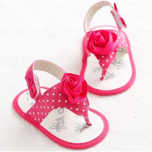 Summer cute baby girl red rose first walker baby princess infant soft bottom dot pattern shoes