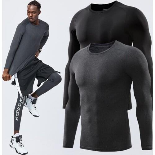 Mens Quick Dry Sports T-Shirt, Long Sleeve Gym T-Shirt,Elastic Compression Shirt for Fitness Training Running Muscle Shirts Men