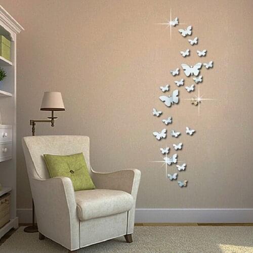 12pcs 3D Mirrors Butterfly Wall Stickers Decal Wall Art Removable Room Party Wedding Decor Home Deco Wall Sticker for Kids Room