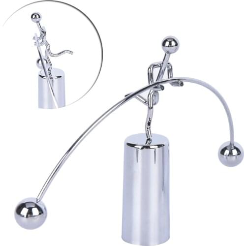 2017 Novelty Funny Desktop Small Ornaments Man Balance Ball Swing Lifting Small Iron Home Decor Furnishing Articles Metal Crafts