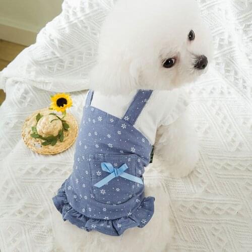 Dog Clothes Cowboy Dress Summer Pet Clothing Small Dogs Thin Costume Corgi Chihuahua Pomeranian Poodle Cute Soft Print Dresses S