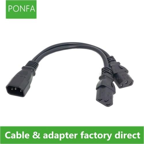 Single C14 to Dual C13 5-13R Short Power Y Type Splitter Adapter Cable Cord 30cm Wholesale