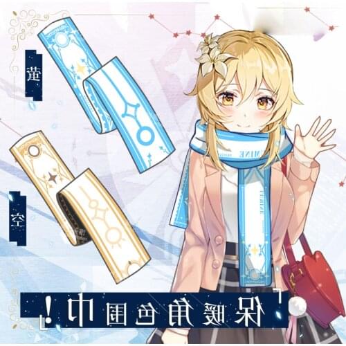 Anime Genshin Impact Lumine Aether Cosplay Autumn Winter Warm Soft Neckerchief Student Fashion Scarf Xmas Gifts 160*25cm