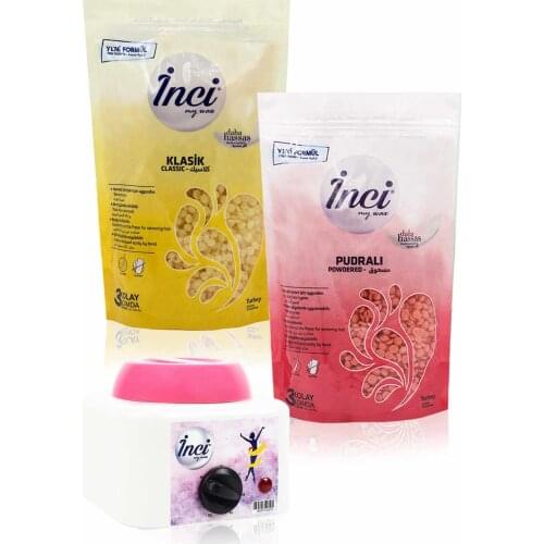 Pearl waxing yellow + pink 2 PCs 200 grams (total 400 gram) + waxing heater machine hard beads wax, hair removal, painlessly bezsiz