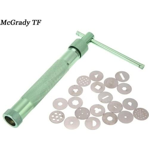 20 Pcs/set Rotary Squeeze Sediment Traps Rotary Aluminum Squeeze Mud Gun Sugar Flower Extruder For Fondant Cream DIY Mold Tools