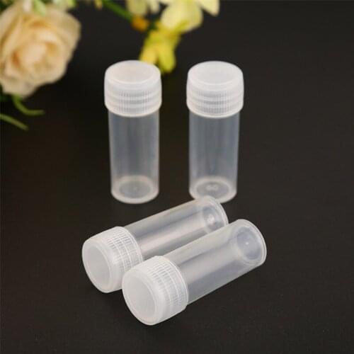 10Pcs 5ml Plastic Sample Bottle Small Bottle Test Tube Mini Bottles Storage Containers White Refillable Bottle Make Up Jar