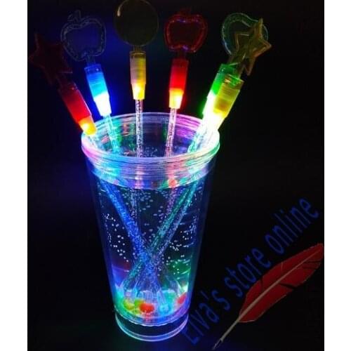 12 pcs LED Light Swizzle Sticks Plastic Coctail Sticks Fashion Bar Tools Drink Stirrers