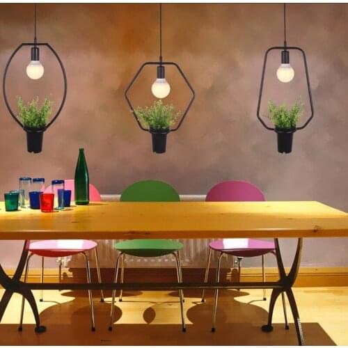 Nordic Loft Wrought Iron Plant Pendant Light Retro Industrial Restaurant Cafe Clothing Store Cafe Dining Room Decor Hanging Lamp