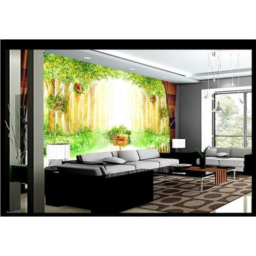 Custom 3d wallpaper 3d murals wallpaper Cartoon mural Elegant hand-painted forest scenery TV background living room wallpaper
