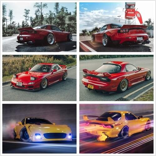 Sportscar Classic Vehicle Mazda RX7 Super Car Posters and Prints Canvas Wall Art for Living Room Decor
