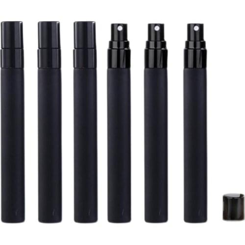 10ml Empty Black Glass Perfume Refillable Bottle 5ML Cosmetic Packaging Spray Pump High Grade Parfum Atomizer Vials 50pieces