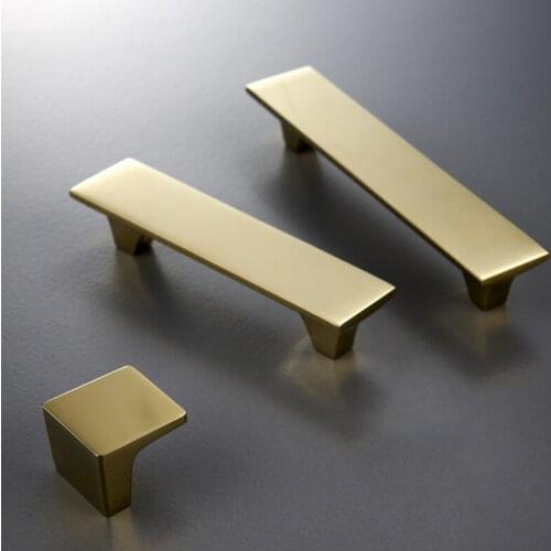 Pvd Gold/solid Brass Cabinet Handles And Knobs Kitchen Cupboard Door Pulls Drawer Knobs European Furniture Handle Hardware