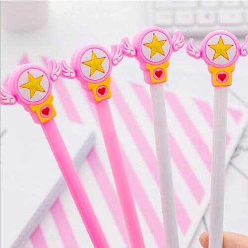 Kawaii Heart Sharp Black Gel Pen Students Examination Pen Cartoon Children Writing Pen School Office Stationery