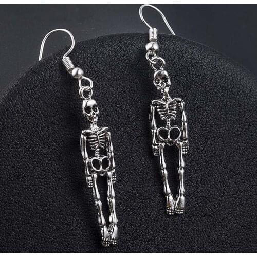 Halloween Handmade Earrings Vintage Skeleton Skull Dangle Earrings Long Earrings For Women Jewelry Party Jewelry Gifts New