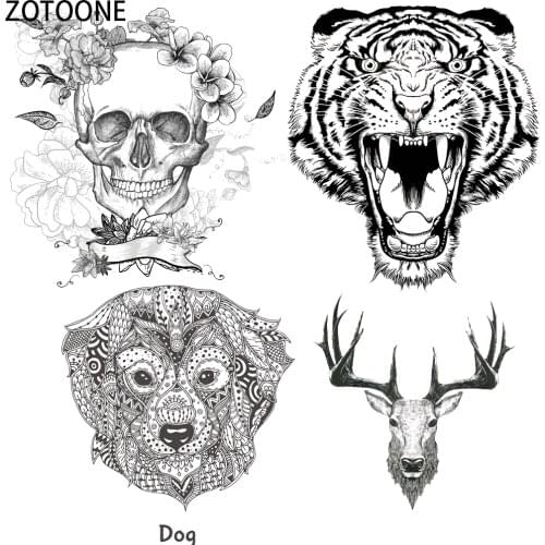 ZOTOONE Simple Skull Tiger Iron on Patches for Clothing Dreamcatcher Heat Transfers for T-shirts Stickers Applications As Gift E