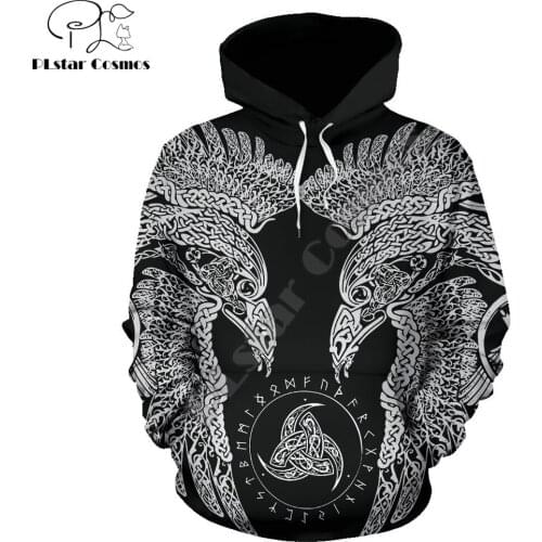 Viking hoodies Raven Of Odin Triskele 3D Printed Mens Zip Up Hoodie Harajuku Streetwear Unisex Casual Jacket Tracksuit YY022