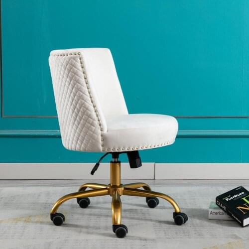 Skin-friendly Useful Adjustable Height Swivel Accent Chair Metal Base Tufted Back Chair Ergonomic Design for Living Room