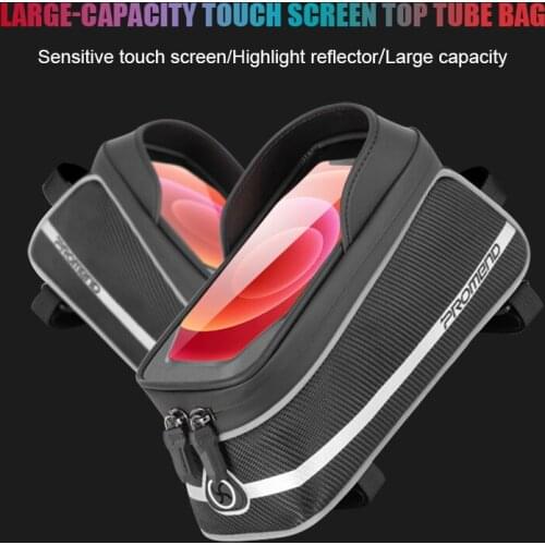 PROMEND Bicycle Bag Top Tube Bag Reflective Night Ride High Capacity Touch Screen Mobile Phone Cycling Bag