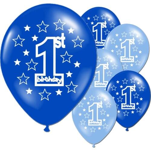 10pcs Blue Pink 1st Birthday Balloon One 1 Year Old Happy Birthday Party Decor Latex Ballons Globos Baby Shower Boy Girl Favor