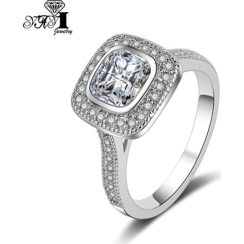 YaYI Jewelry Fashion Princess Cut Prong Setting White AAA Cubic Zirconia Silver Color Engagement Wedding Party Leaves Gift Rings