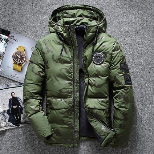YuWaiJiaRen Fashion Winter Duck Down Men Thick Warm Casual Camouflage Winte Coat with Hooded -20 Degrees Centigrade Can Wear