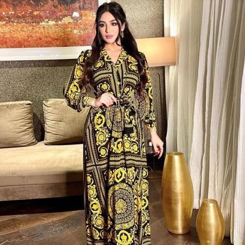 Plus Size Muslim Womens Shirt Dress Caftan Marocain Evening Dresses 2021 Long Sleeve Maxi Vestidos Button Robe Femme Musulmane