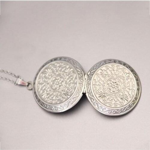 1pc Big Round Daisy Photo Frame Pendant Necklace Stainless Steel Charms Locket Necklaces Women Men Memorial Jewelry
