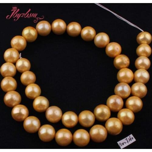 10mm Round Beads Ball Yellow Freshwater Pearl Natural Stone Beads For DIY Necklace Bracelets Jewelry Making 14.5" Free Shipping