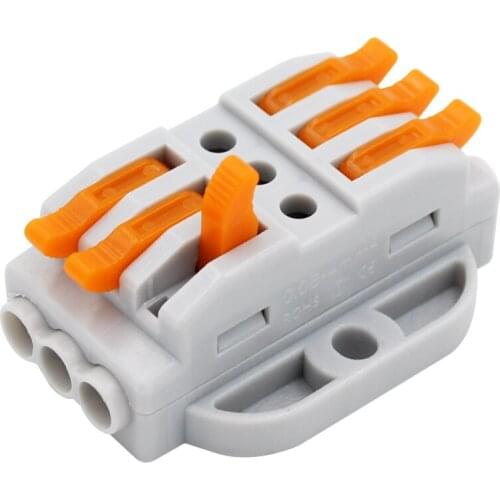 10pcs 3P Fast-docking Terminal Wire Connector Connector Wiring Soft-and-hard-wire Universal Artifact with Mounting Hole