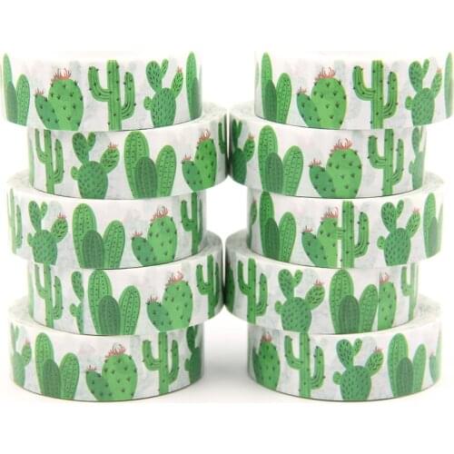 10PCS/lot 15MM*10M Green Cactus Washi Stickers Masking Tapes Decorative DIY Stationery office supplies kawaii washi tape set