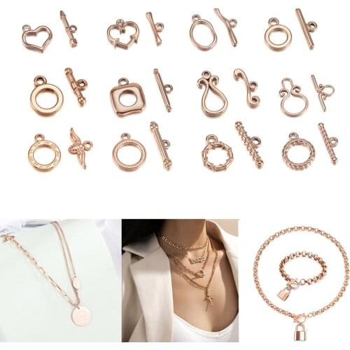 3Sets Rose Gold Color Stainless Steel OT Clasps Fashion Toggle Clasps Buckle Connectors for DIY Bracelet Necklace Jewelry Making