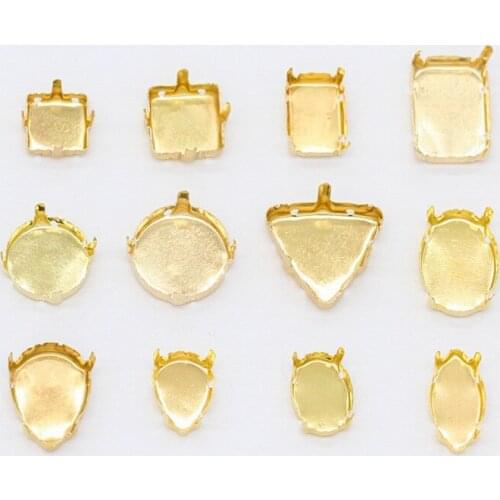 30p Round/Pear/Oval/Rectangle/Triangle/square/navette Cabochon Jewelss Gold Blank Claws Setting For Sewing Crystal Rhinestones