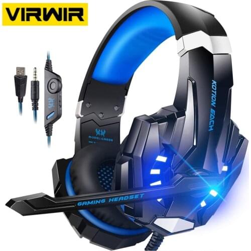 3D Stereo HIFI Gamer Headphone LED Light 3.5mm jack Wired Headphone With Mic For Bass Headset Game Player For XBox PS4 PC Laptop