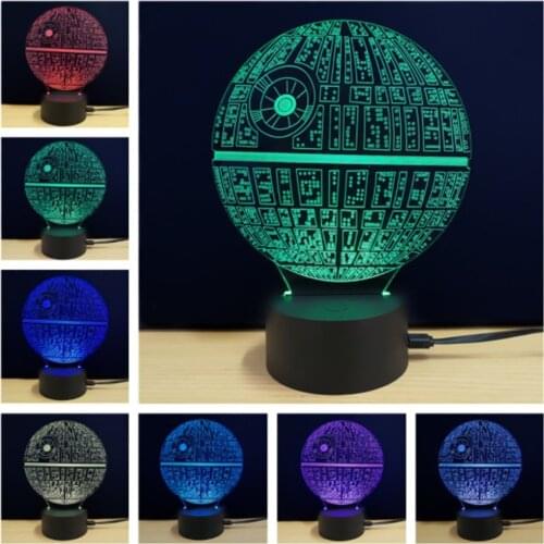 Death Star 3D USB LED Lamp Colorful Ball Bulb Atmosphere Night Lights Lighting Gifts Table Lamps For Child Bedroom 7 Colors