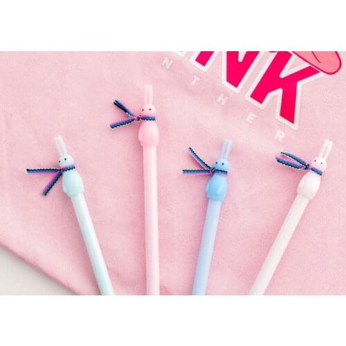 4pcs/lot Cute Cartoon Long-eared Rabbit Gel Pen Black Ink Gel Pens for Write Stationery Office School Supplies Gift Wholesale