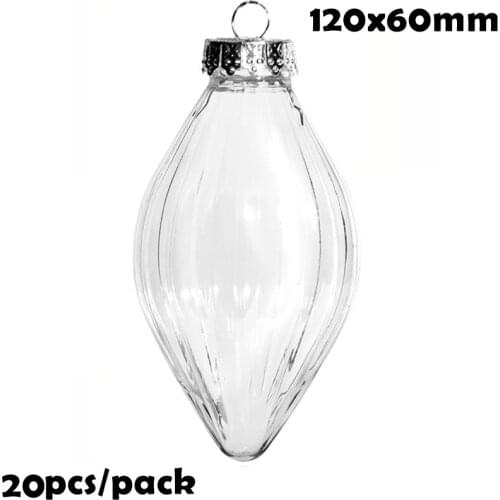 Promotion - 20 Pieces x DIY Paintable/Shatterproof Christmas Decoration Ornament 120*60mm Fillable Plastic Drop