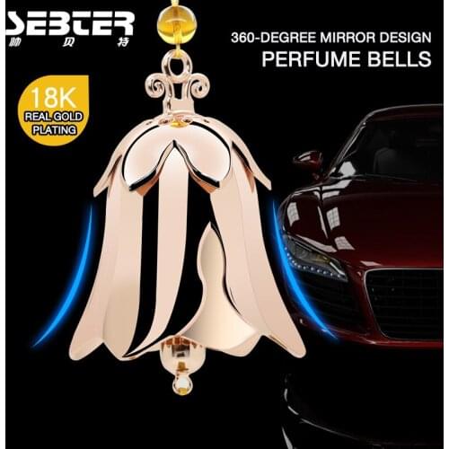 Car High-end 18K Gold Pendant Bell Car Perfume Box Rear View Mirror Car Pendant Modeling Accessories Car Decoration