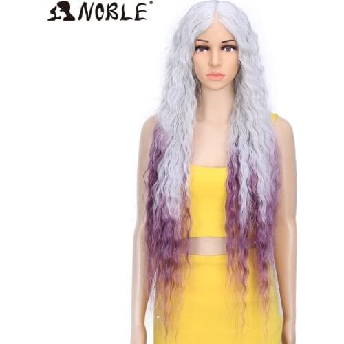 Noble Hair Synthetic Wig Lace Front Synthetic Wig Long Curly Ombre Blonde Wig 38 Inch 613 American Synthetic Lace Front Wig