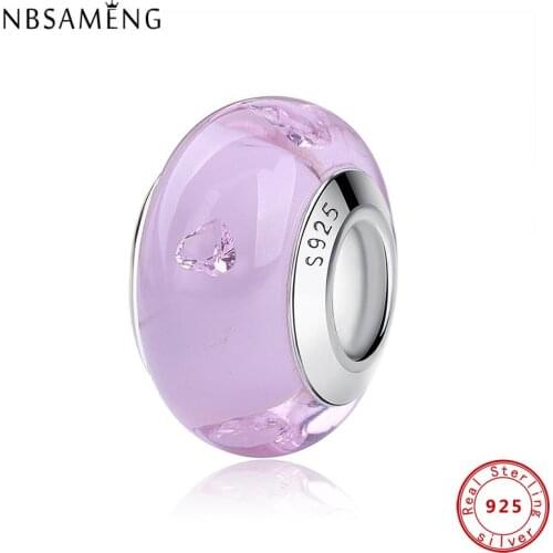 New 100% 925 Sterling Silver Charm Bead Thread Blue Roud Prismatic Charms Beads Fits Bracelet DIY Women Jewelry