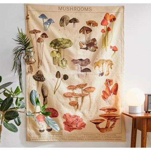 Mushroom Reference Chart Tapestry Wall Decor Mushroom Champignon Identification Diagram Illustration Wall Art INS Boho Decor